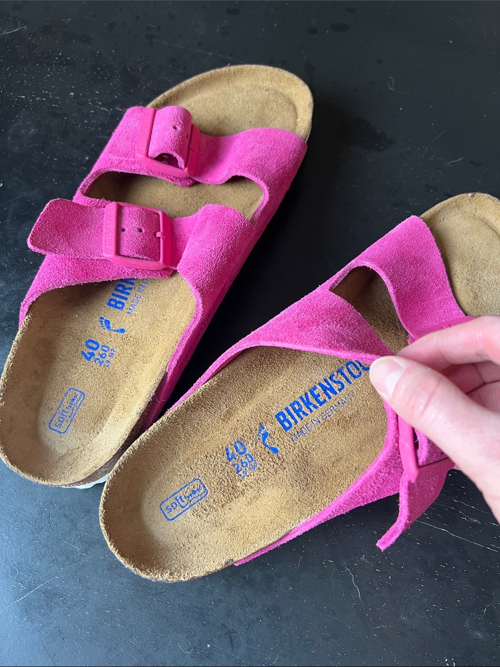 Birkenstock Arizona Sandals Magenta Fuchsia Size 40 Double Buckle Sandals - Picture 3 of 9